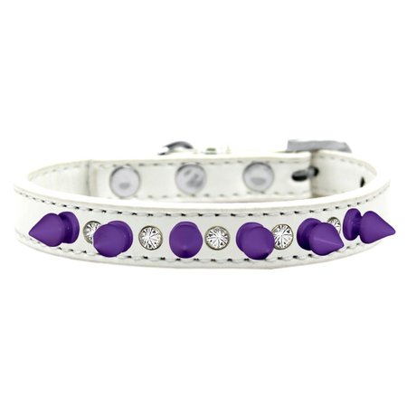 MIRAGE PET PRODUCTS Crystal & Purple Spikes Dog CollarWhite Size 16 625-PR WT16